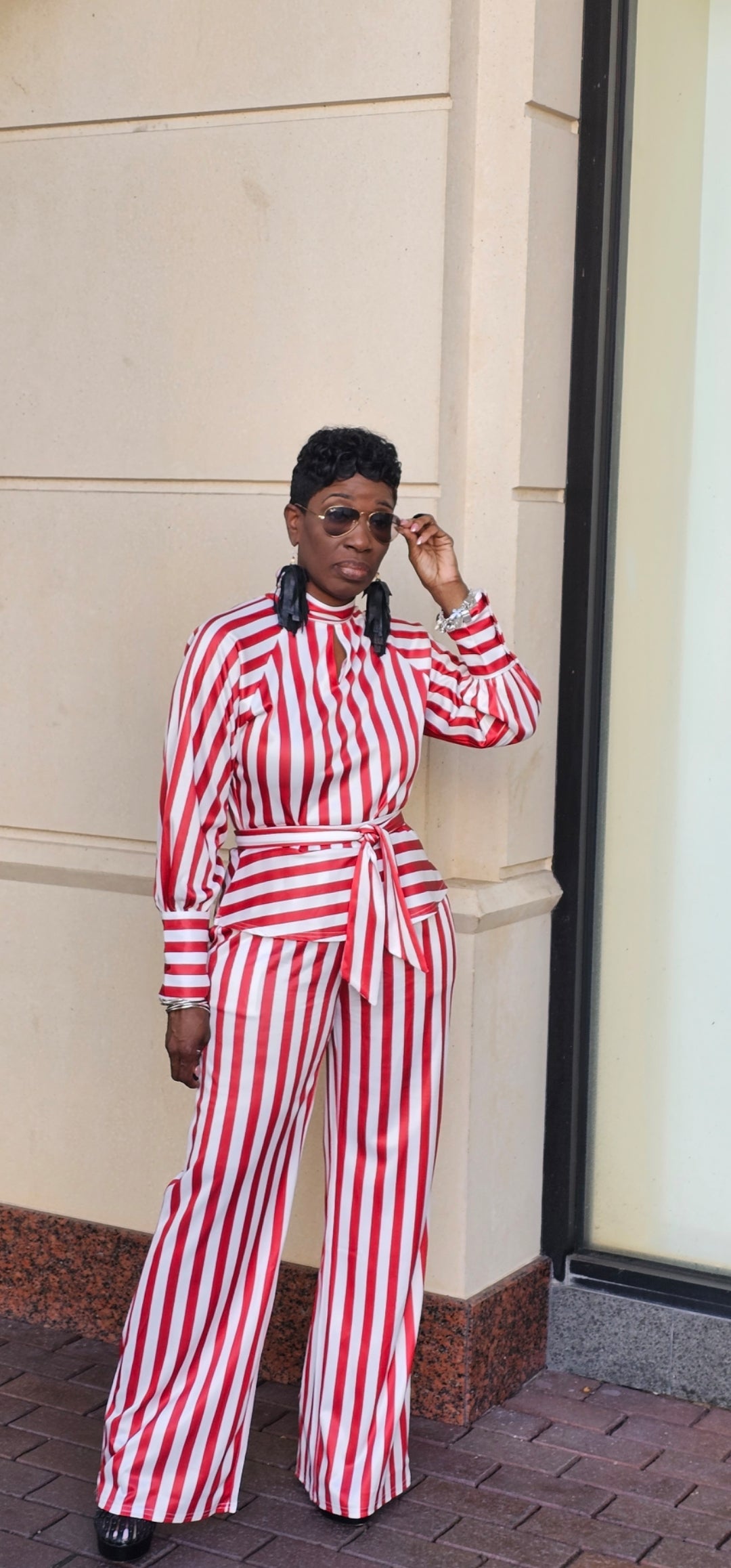 RED AND WHITE PANTS SETS