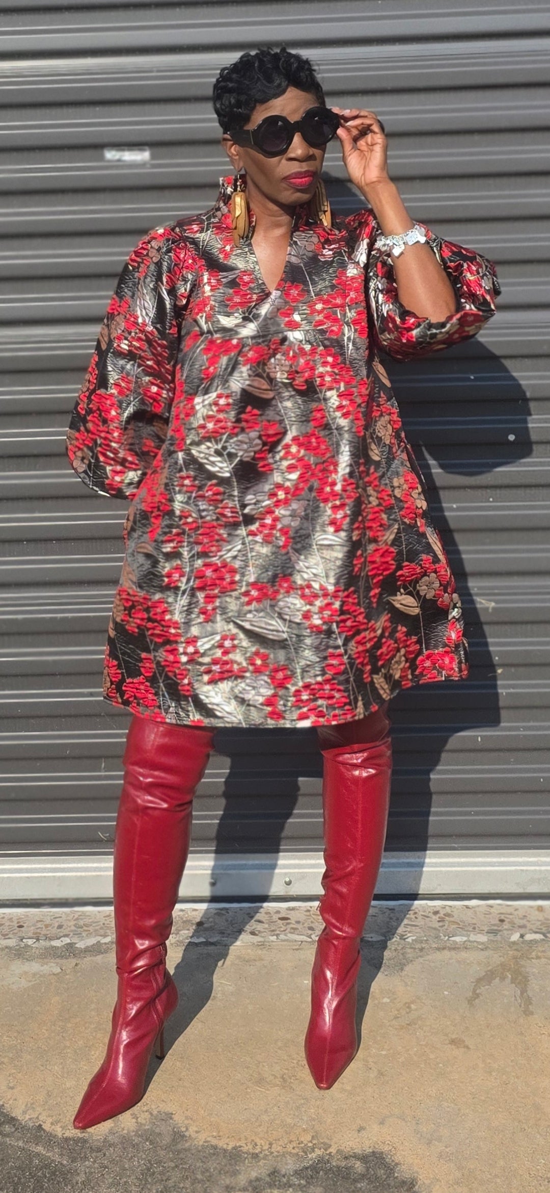 Ms Metallic Red and Gold Dress