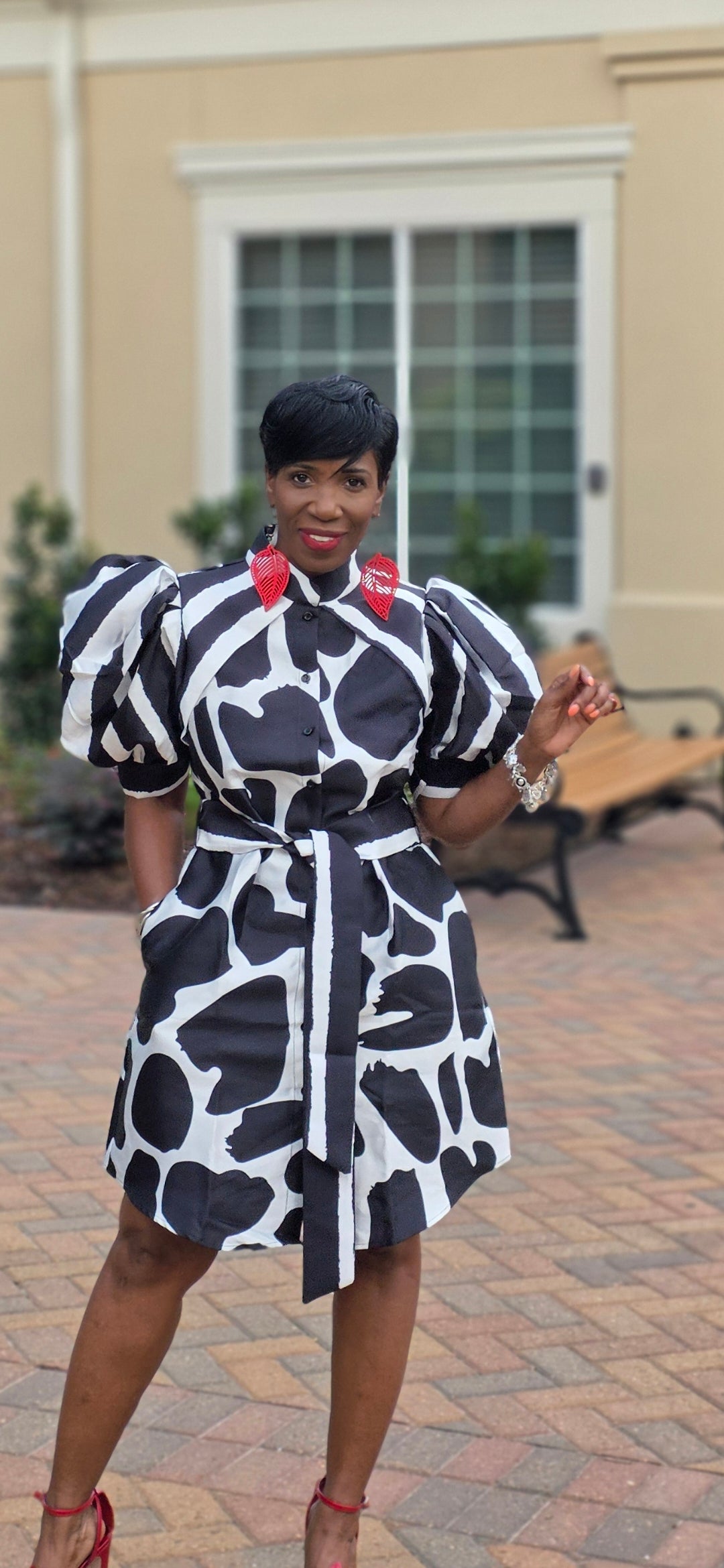 Ms. Black Printed Midi Dress