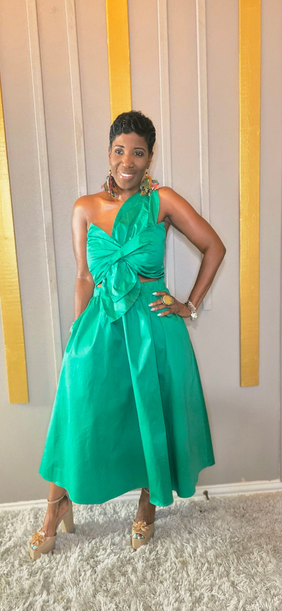 Ms Green Sunflower Dress It's Personal By Les Ms Green Sunflower Dress It's Personal By Les