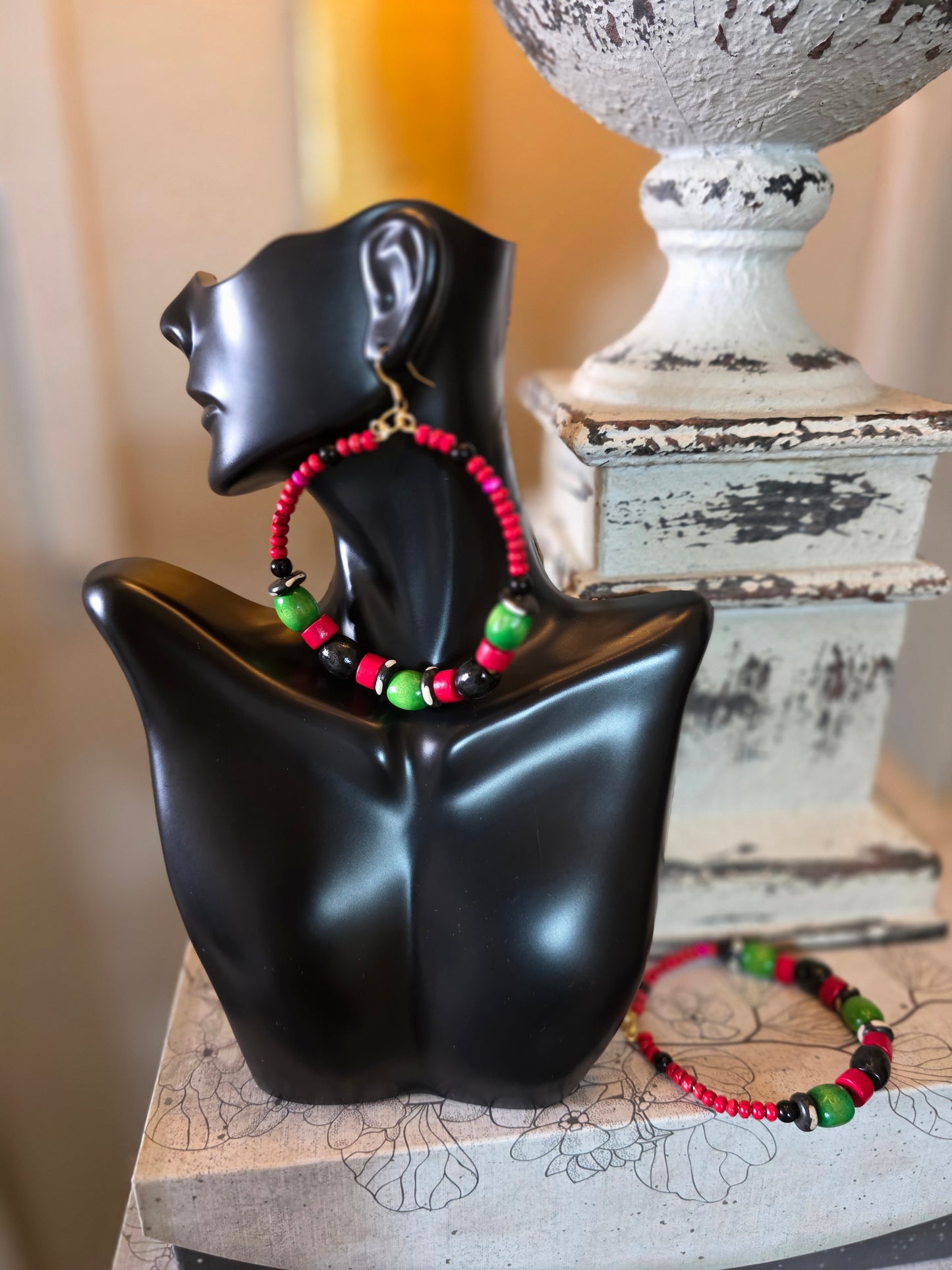 RED AND GREEN BEADED Earrings