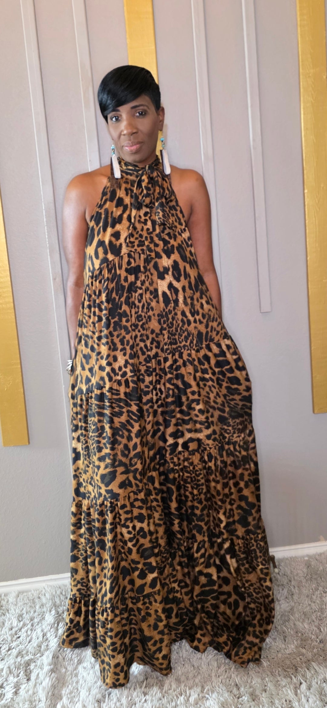 Leopard Flowy Maxi Dress It's Personal By Les Leopard Flowy Maxi Dress It's Personal By Les