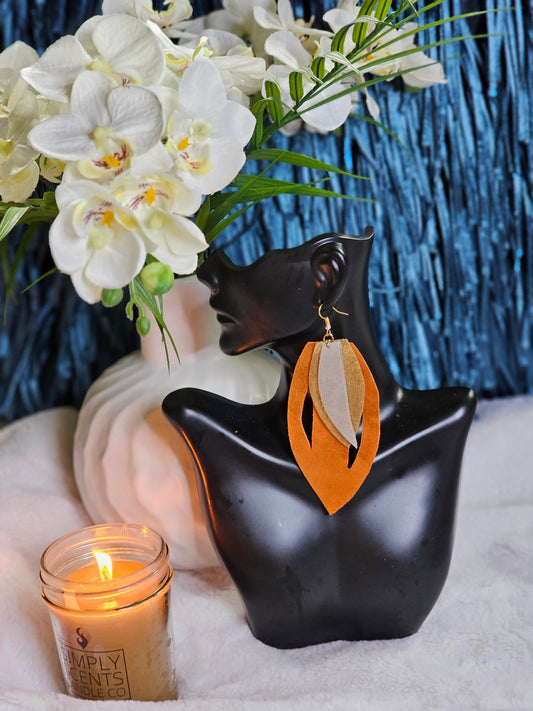 Orange Sensational Leather Custom Earrings