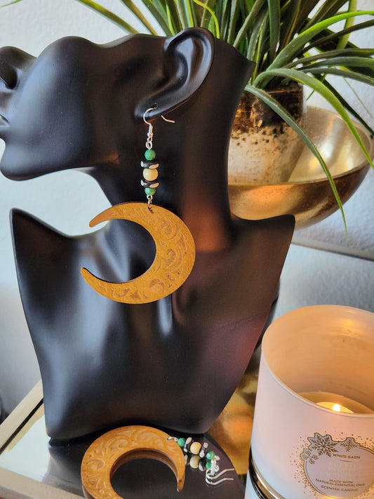 HALF MOON WOOD EARRINGS