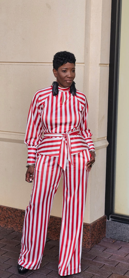 RED AND WHITE PANTS SETS