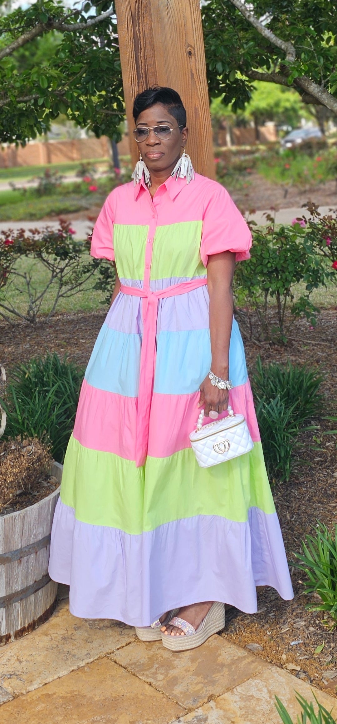 PUFFY SLEEVE COLOR BLACK MAXI DRESSES