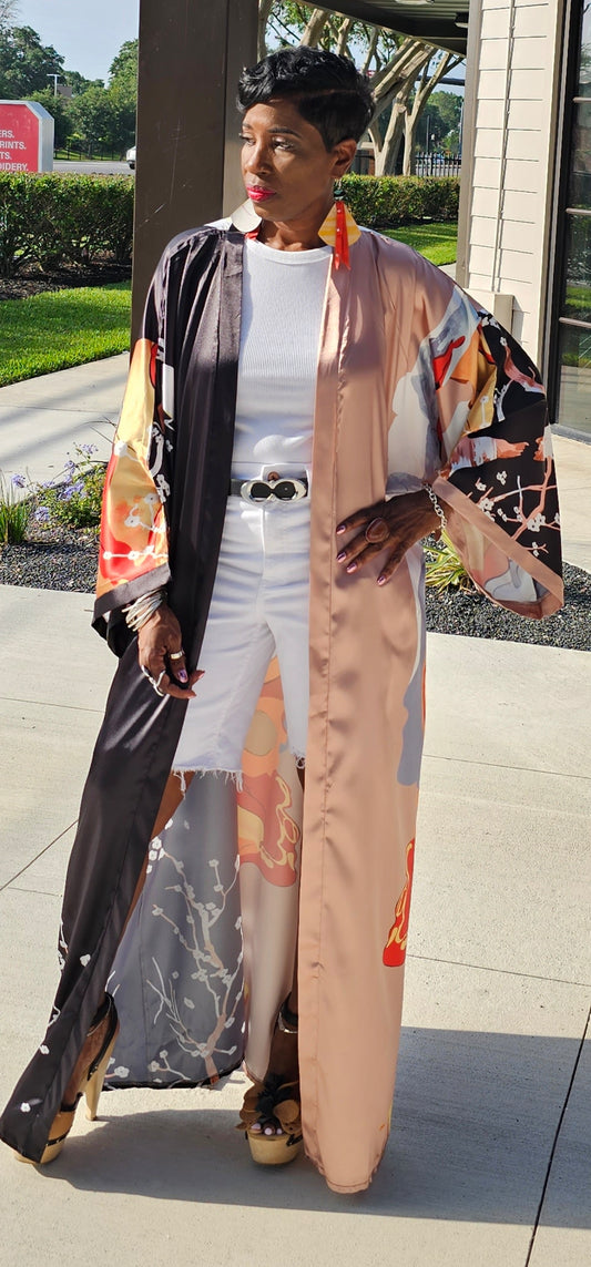 Beautiful Satin Print Kimono