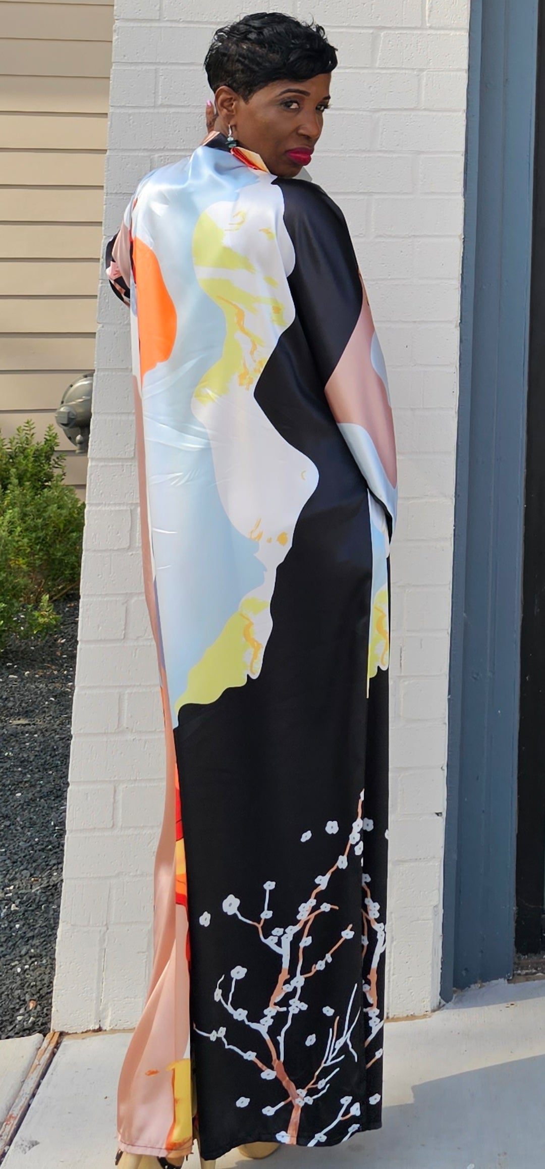Beautiful Satin Print Kimono