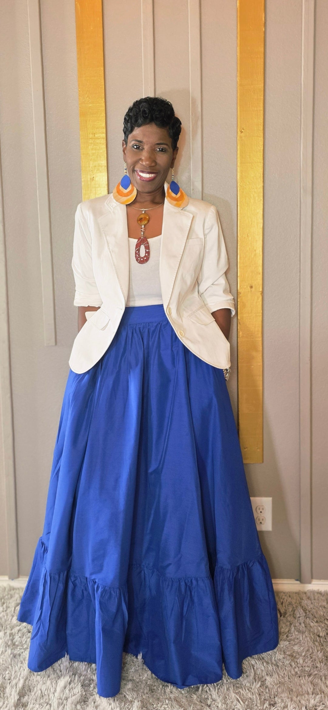 Ms Flowy Royal Blue Skirt Dress