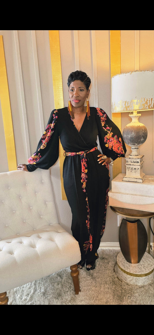 Black Floral Jumpsuit