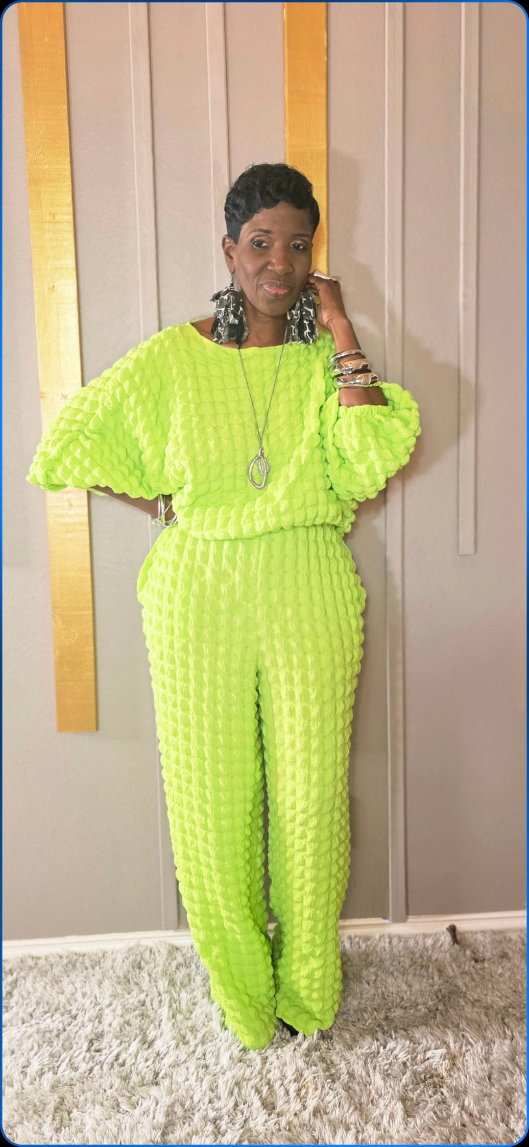 Ms Bubbly Lime Green Pantsuit