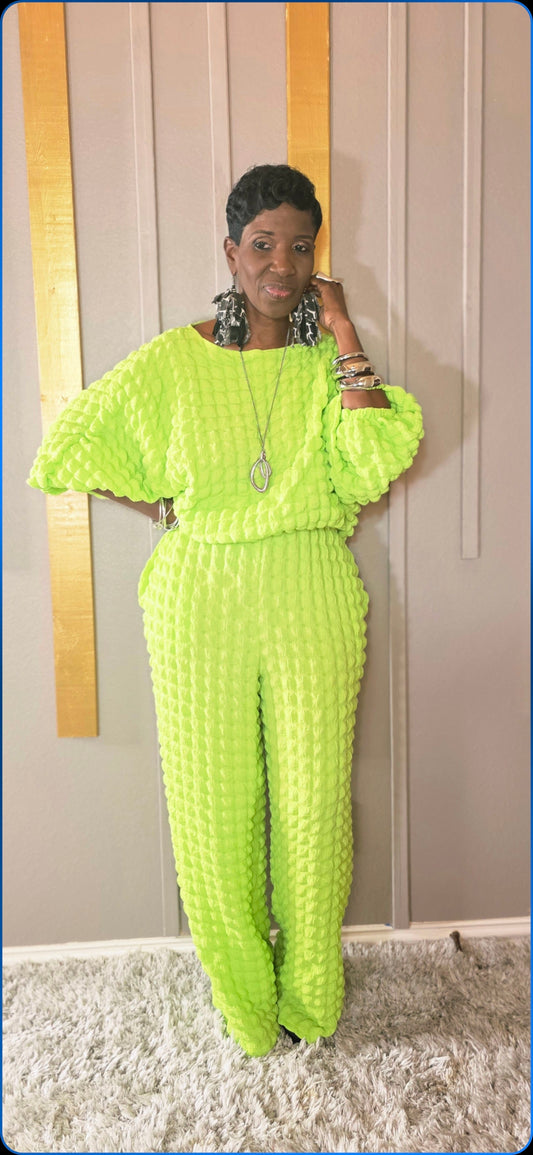 Ms Bubbly Lime Green Pantsuit