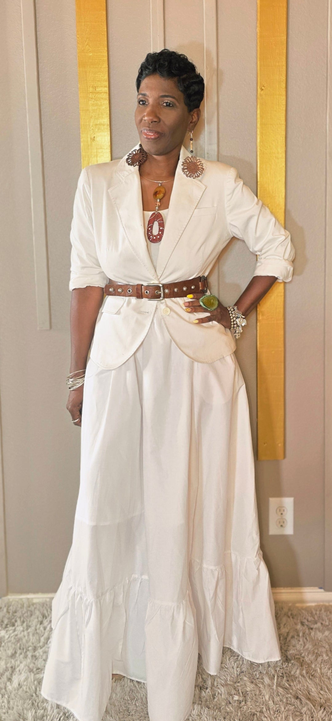 Ms White Flowy Shirt Dress