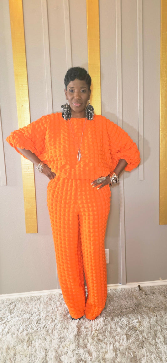 Ms Bubbly Orange Pantsuit
