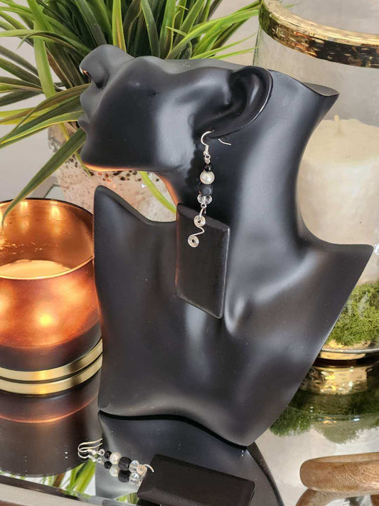 Blackwood square shape with pearls Earrings