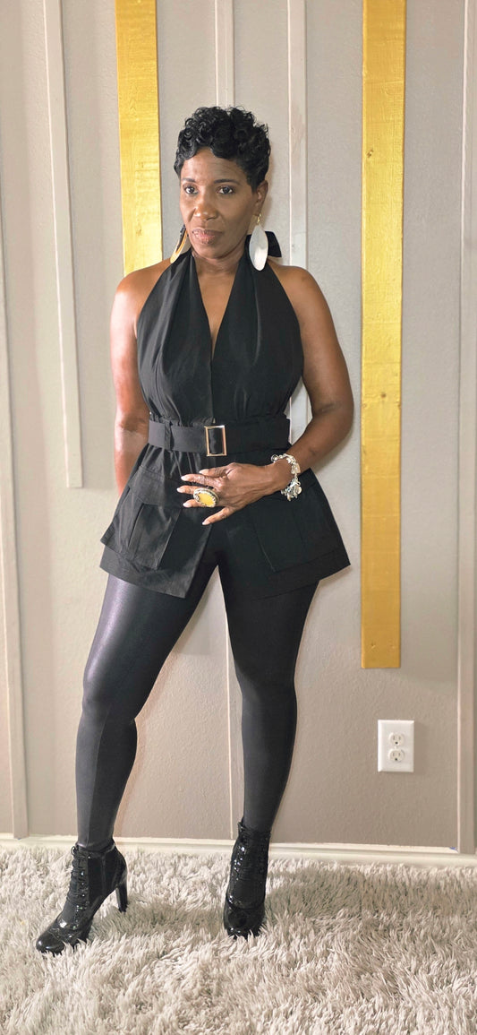 Ms. BLACK ELEGANCE BACK OUT BLOUSE