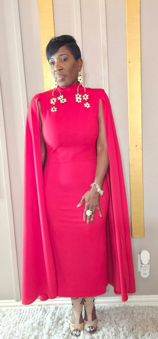 Miss RED CAPE DRESS