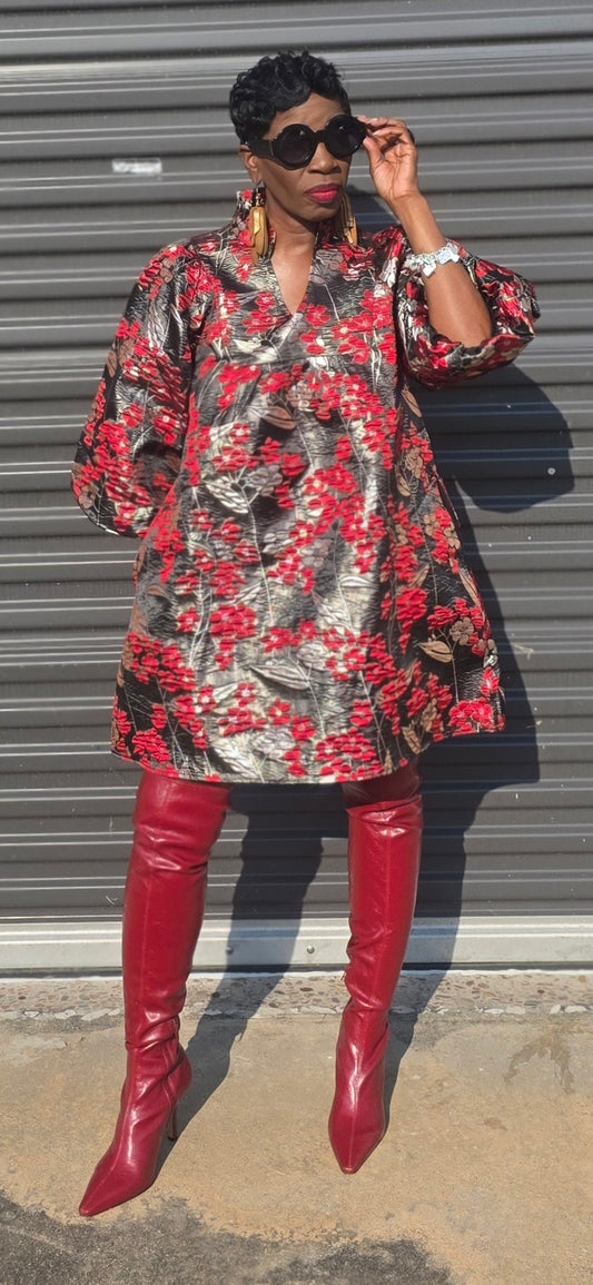 Ms Metallic Red and Gold Dress
