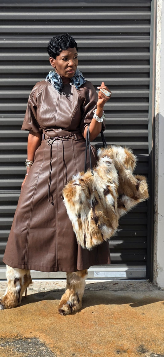 MS. BROWN LEATHER DRESS