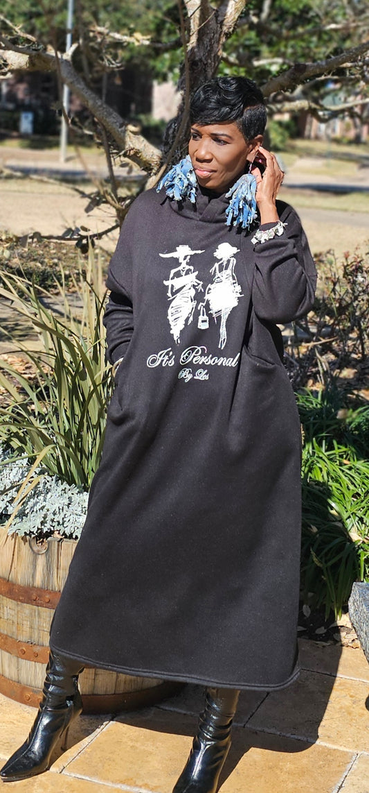 BLACK HOODIE DRESS