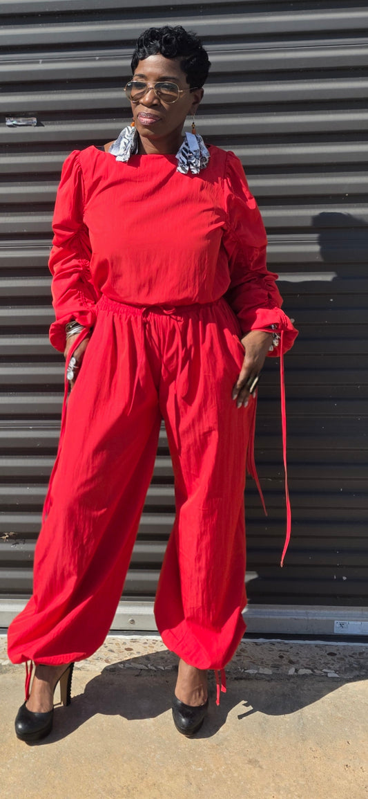 Ms. Red Two Piece Pantsuit