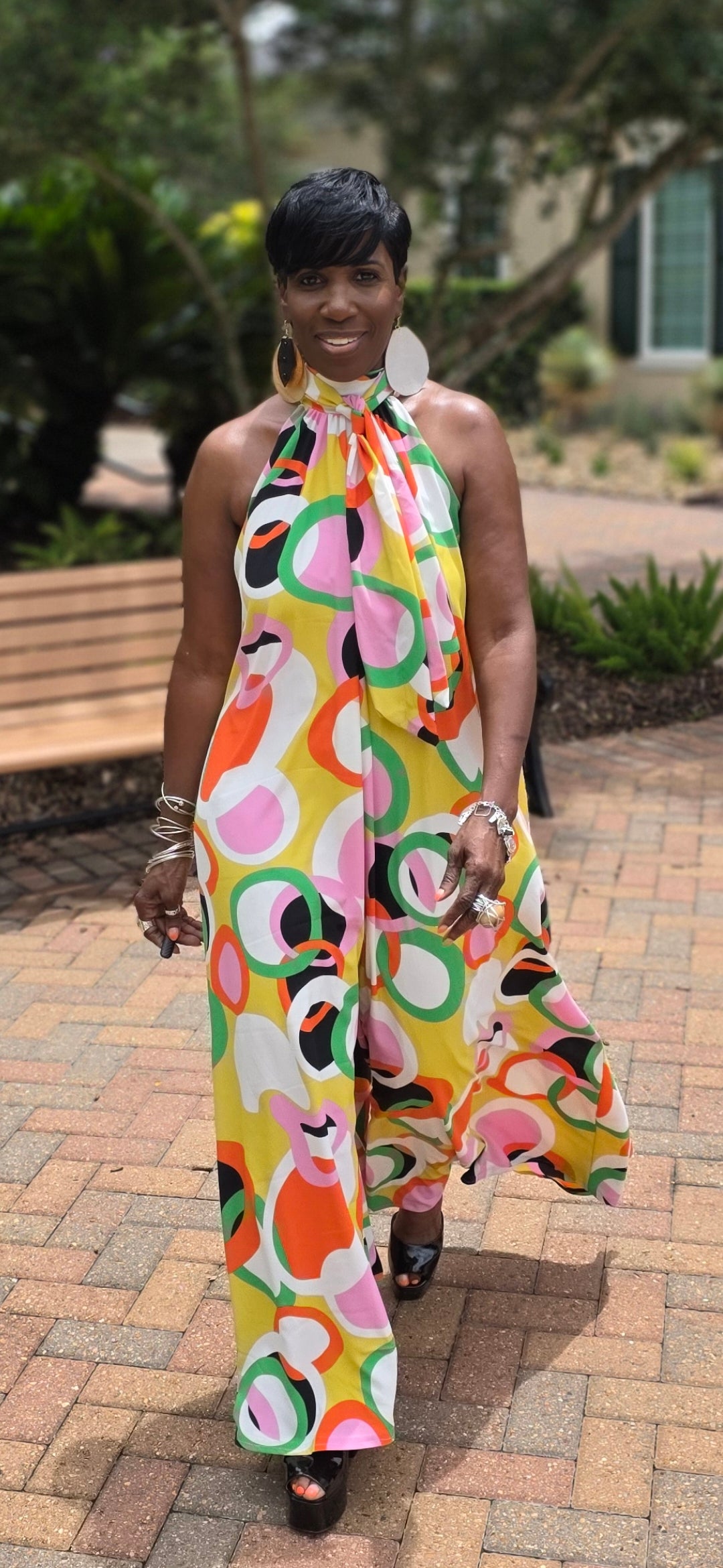 MULTI-COLOR WIDE-LEG PANTS JUMPSUIT