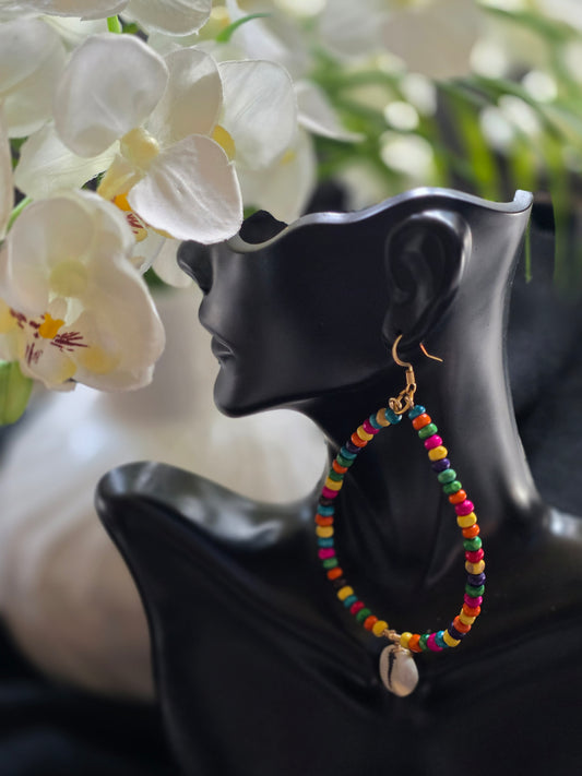 MULTI-COLOR BEADS LOOP EARRING