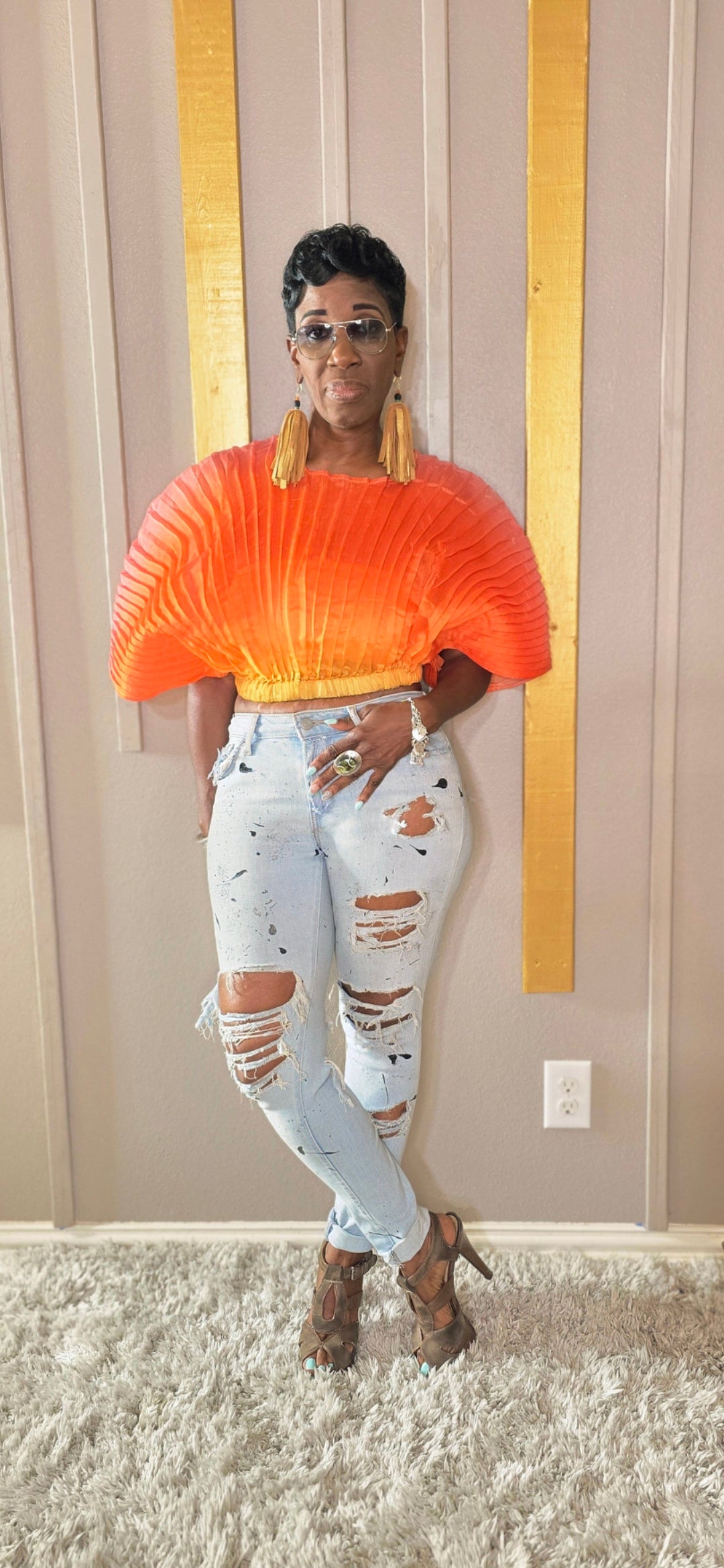 Multicolor Crop Blouse