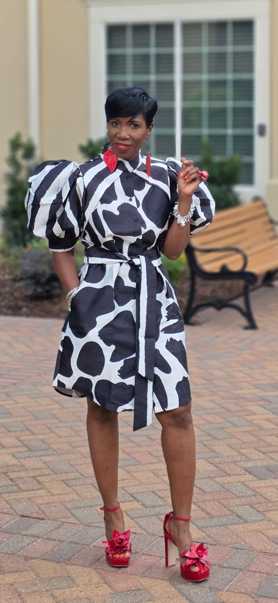 Ms. Black Printed Midi Dress