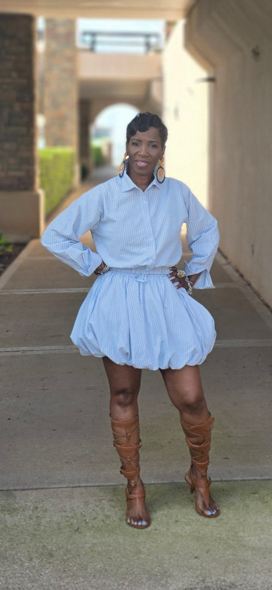BLUE STRIPES DRESS SKIRT SETS