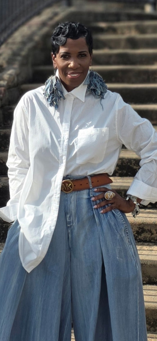 Classic Collared Button Down White Blouse