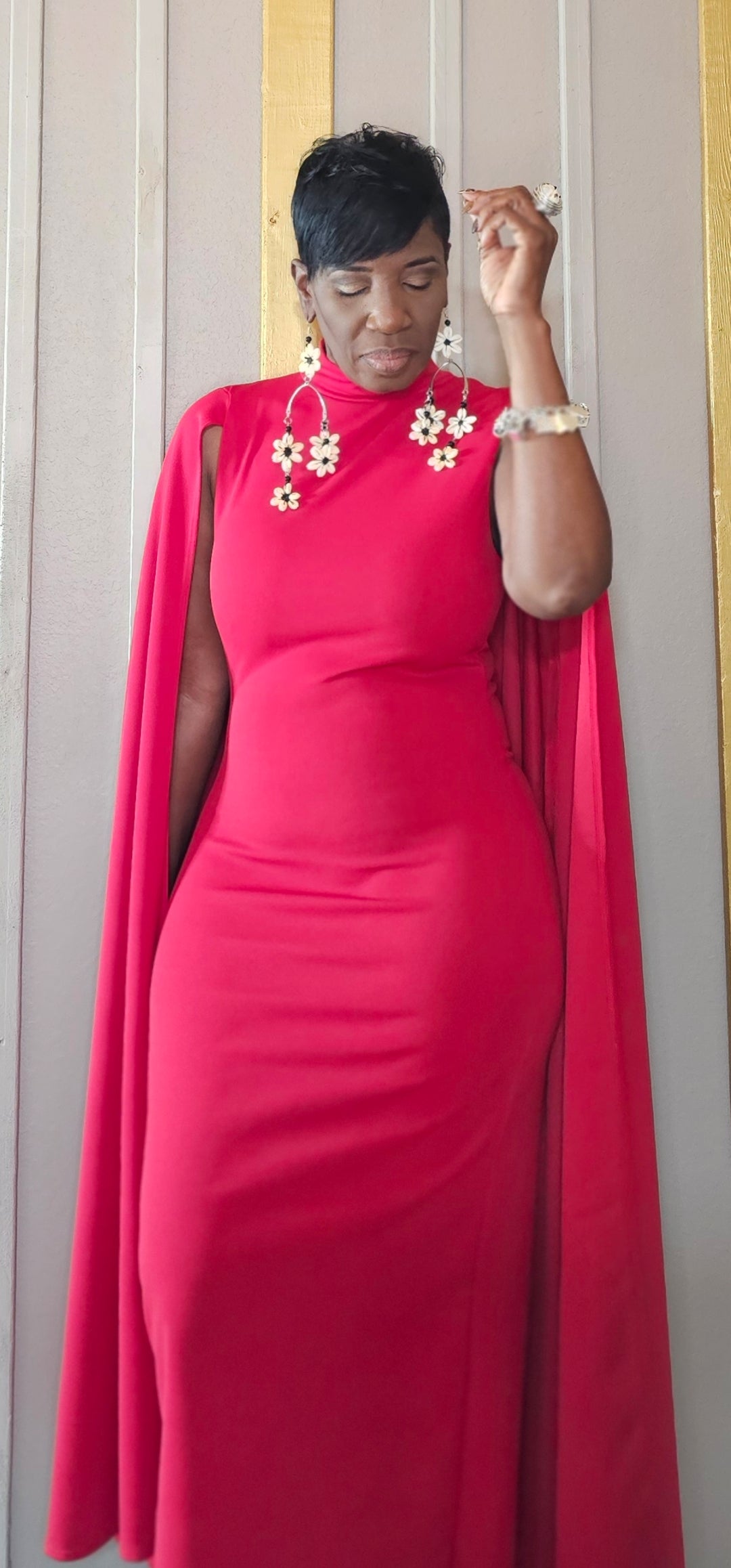 Miss RED CAPE DRESS