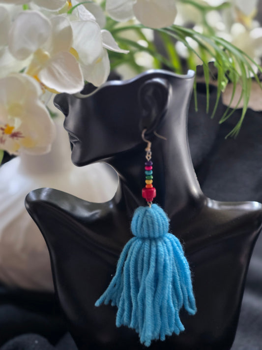 Turquoise/BEADS YARN EARRING