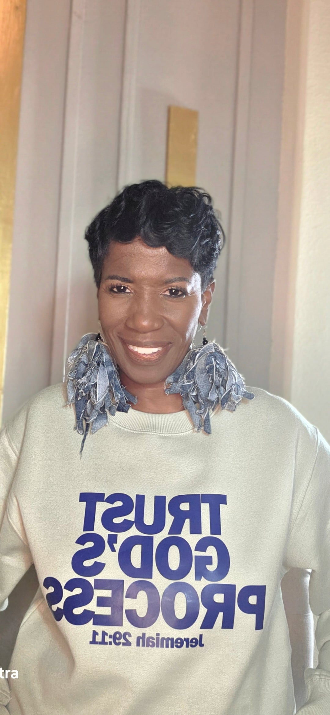 TRUST GOD'S PROCESS SWEATSHIRT /BLUE AND KHAKI