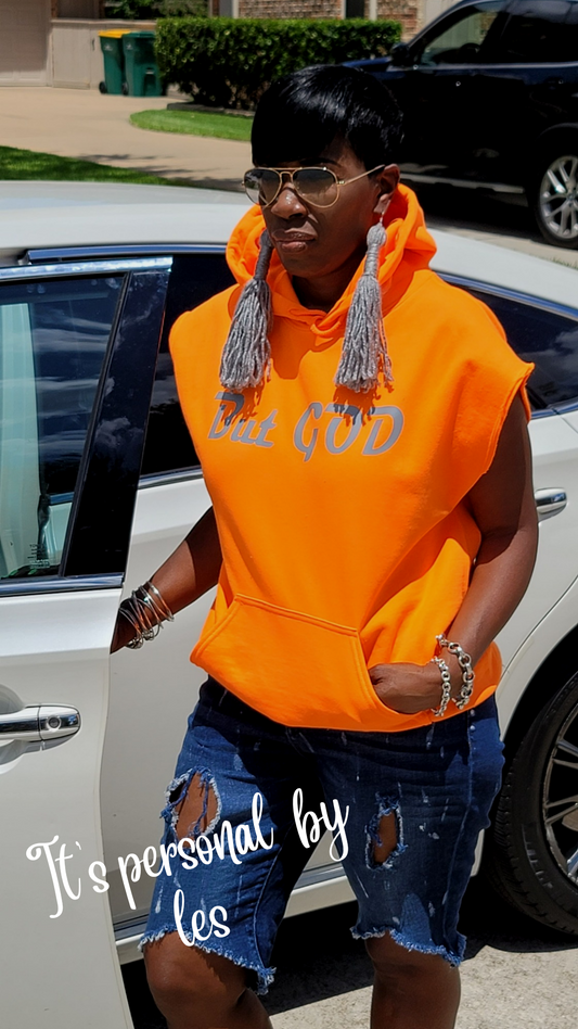 But God Short Sleeve Hoodie in Omnipotent Orange