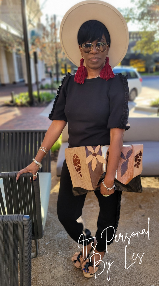 Brown Bliss Leather Clutch Purse