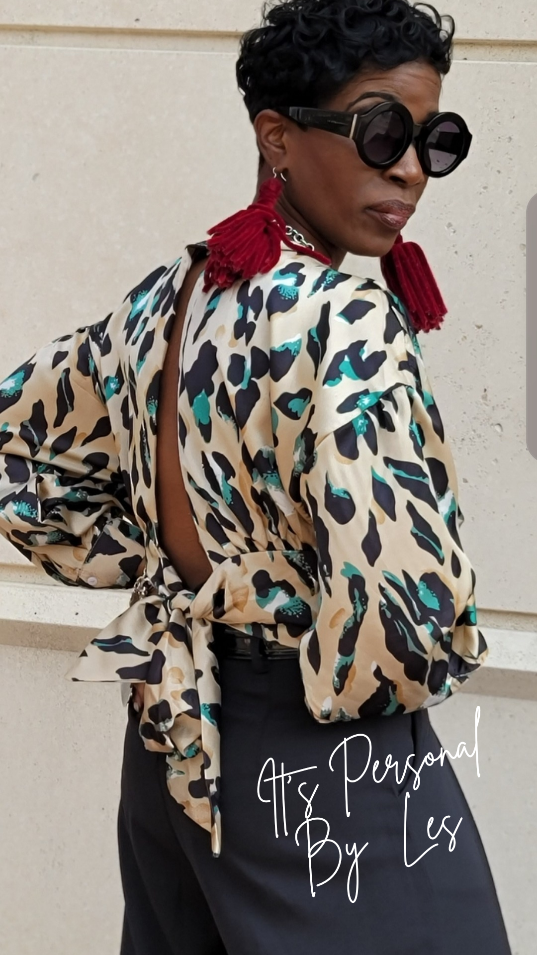 Animal Print V-Neck Blouse